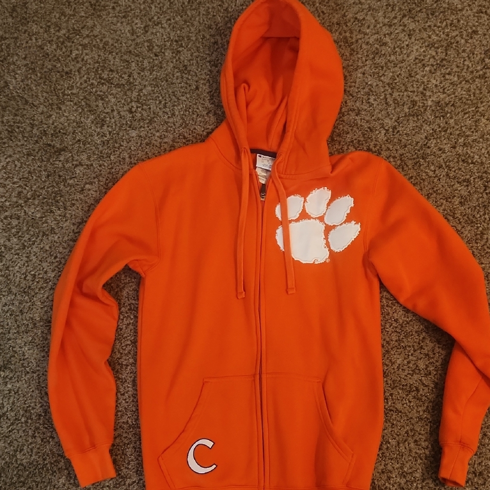 Champion Orange Hoodie with White Paw Print